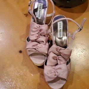 Steve Madden Mauve Satin Taffeta Wedge Sandals